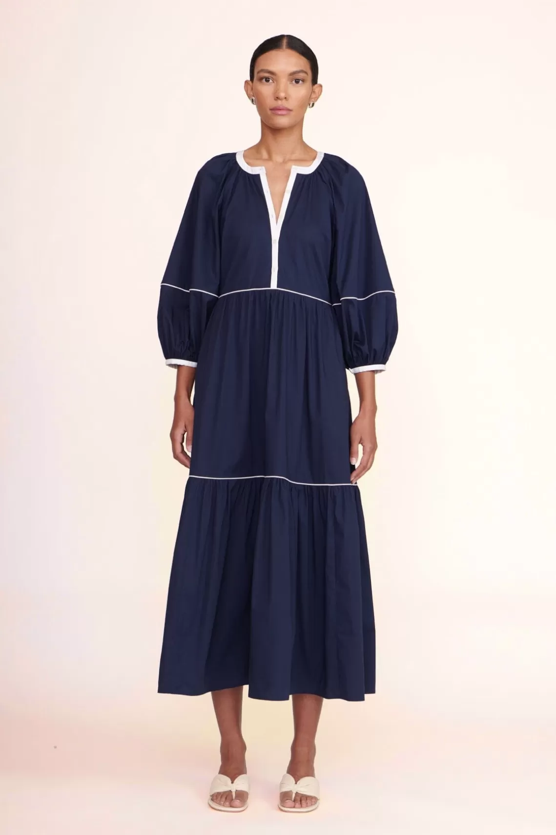 CLOTHING STAUD -DEMI DRESS - NAVY WHITE