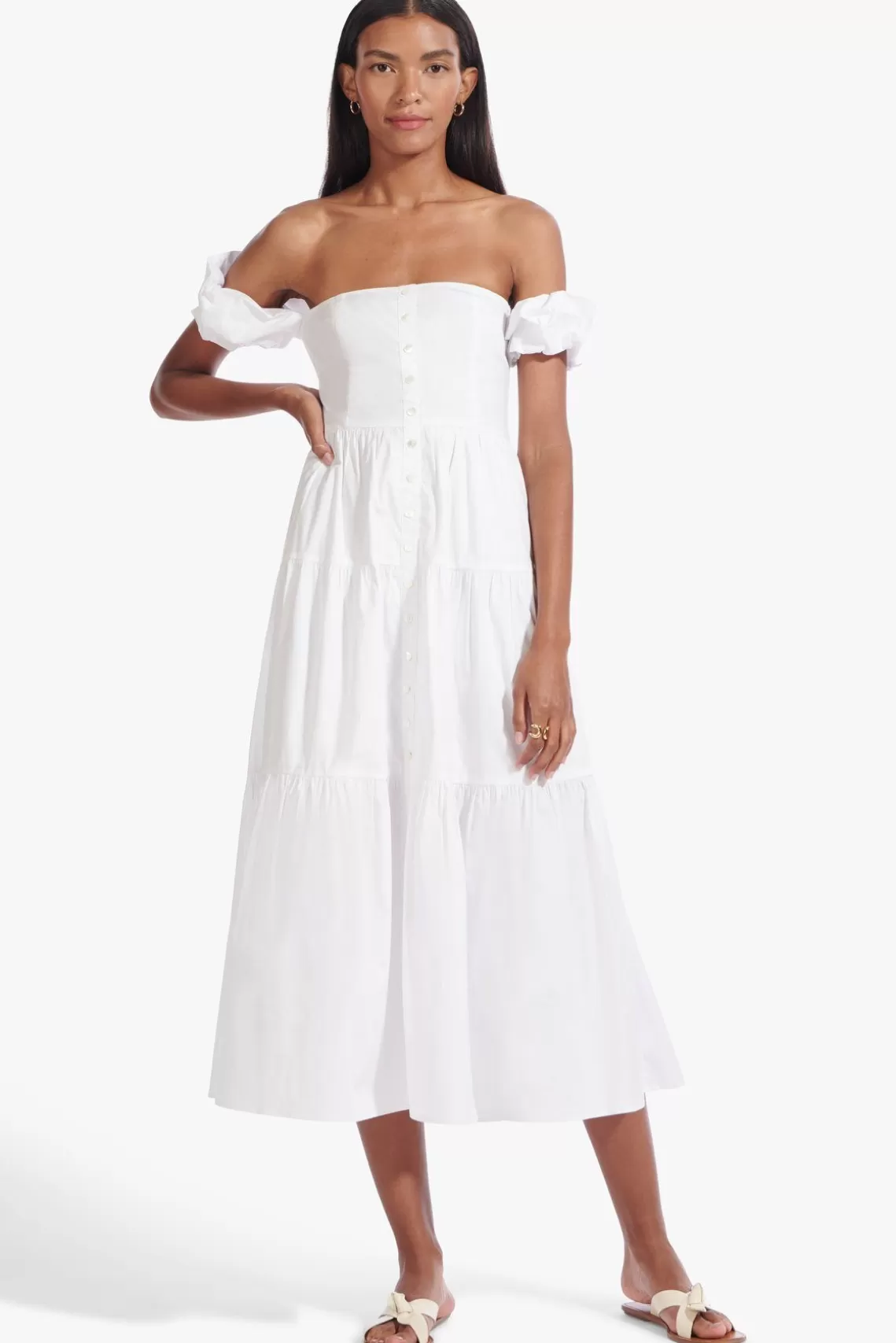 CLOTHING STAUD - ELIO DRESS WHITE