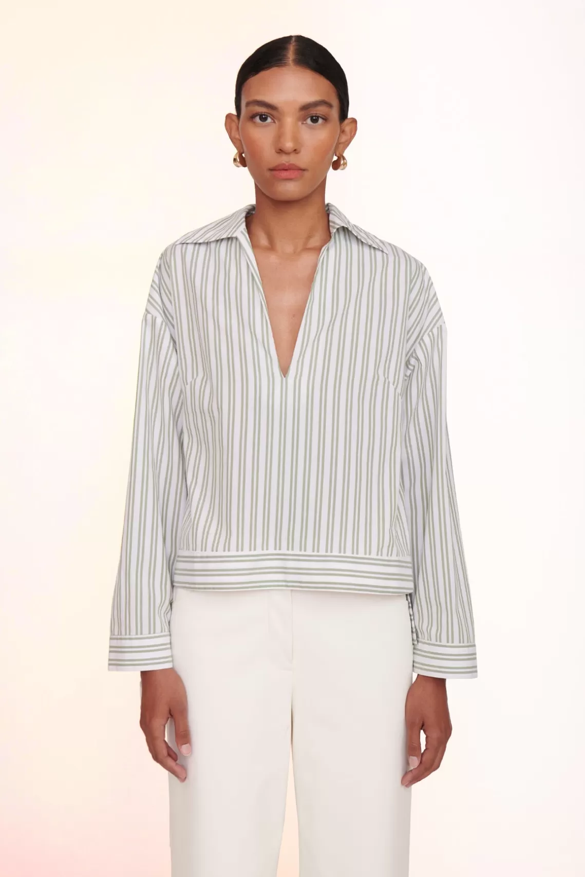 CLOTHING STAUD - MARLENE TOP MOSS STRIPE